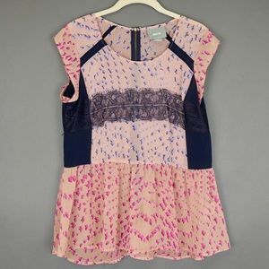 Anthropologie Maeve Evangeline Pink Peplum Top